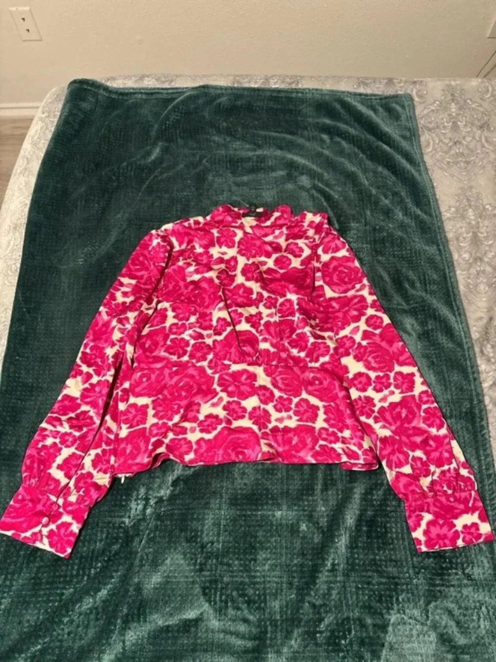 NWT J. Crew Size 16 Fuchsia Pink Floral V-Neck Blouse NEW